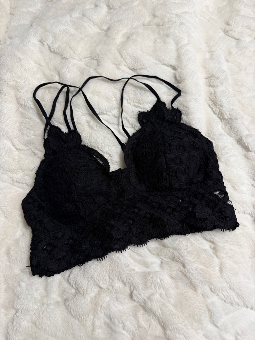 Women's Black Lace Strappy Bralette
